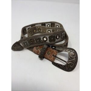 Vintage Sand Castle USA Womens Metal Grommets Mesh Chain Belt Italy Brass Medium